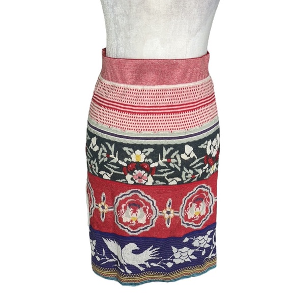 Anthropologie Moth Chava Folk Bird Floral Embroidered Sweater Pencil Skirt - M - Picture 9 of 16